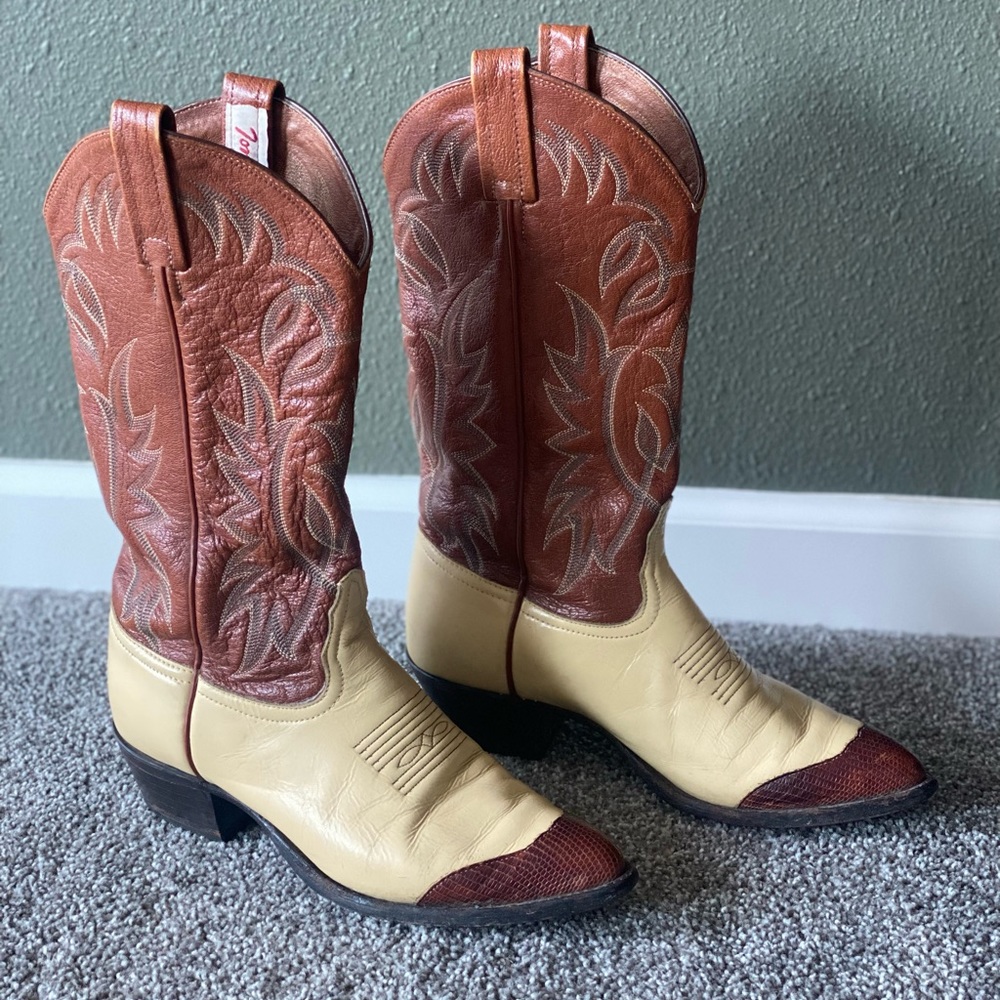 Vintage Tony Lama leather cowgirl boots